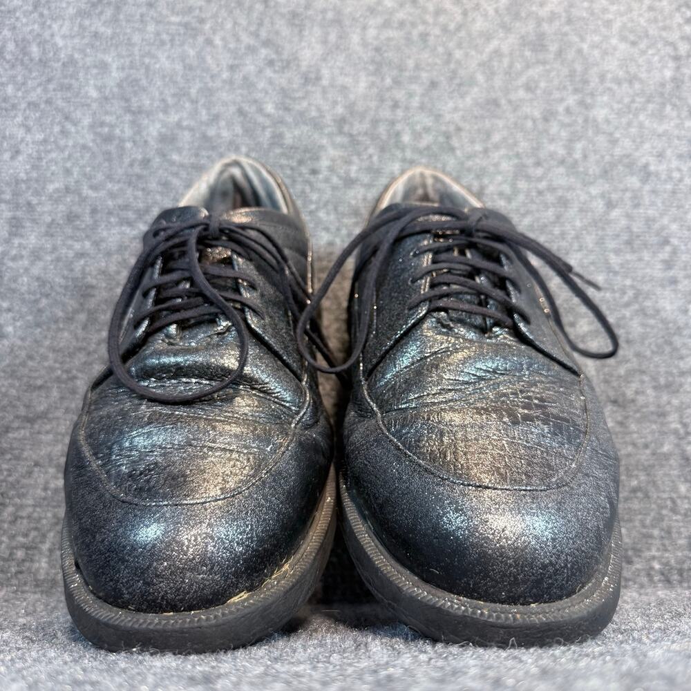 Adidas Metallic Black Leather Lace Up Oxford Style Casual Golf Shoes Mens 10 - Picture 3 of 8
